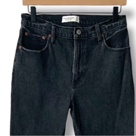 ABERCROMBIE & FITCH Jeans Ankle Straight Ultra High Rise Faded Black Size 27S - Picture 6 of 12